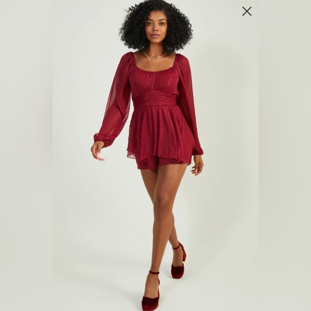 NWT Altarโd State Lulee Shimmer Striped Romper - Picture 4 of 8